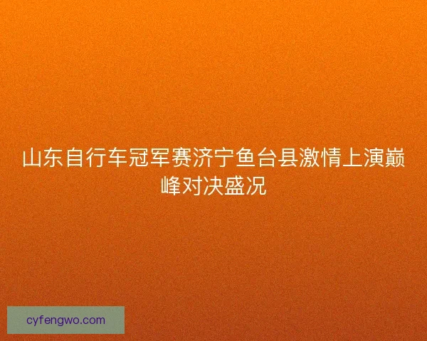 山东自行车冠军赛济宁鱼台县激情上演巅峰对决盛况