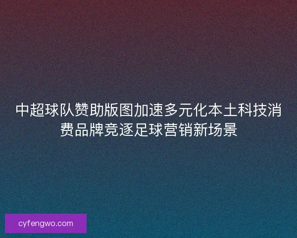 中超球队赞助版图加速多元化本土科技消费品牌竞逐足球营销新场景