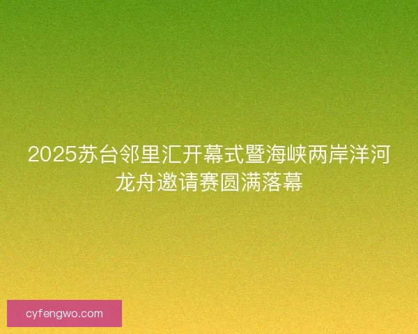 2025苏台邻里汇开幕式暨海峡两岸洋河龙舟邀请赛圆满落幕
